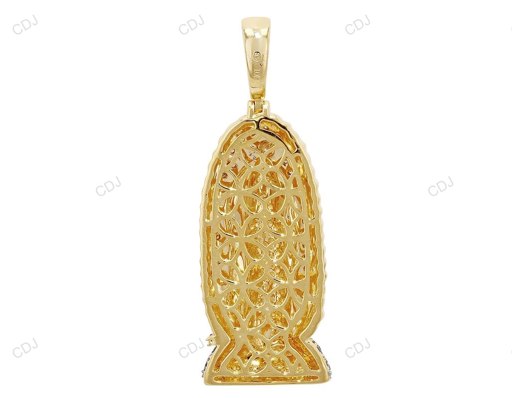 Mother Mary Yellow Gold Lab Grown Diamond Hip Hop Pendant hip hop jewelry CustomDiamJewel