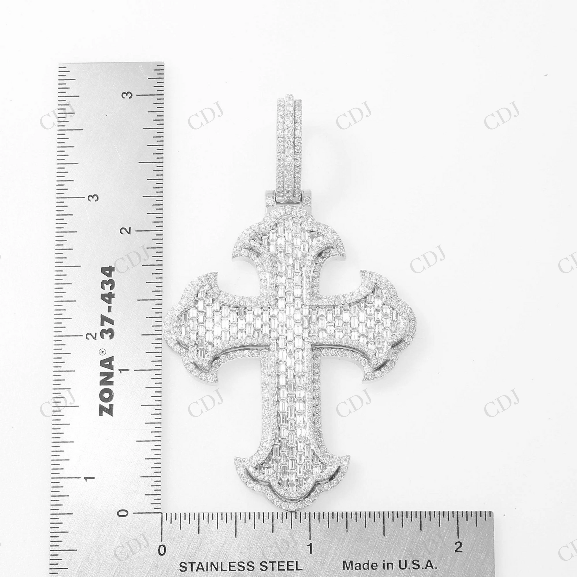 925 Silver Moissanite Baguette Cross Pendant Hip Hop Pendent customdiamjewel