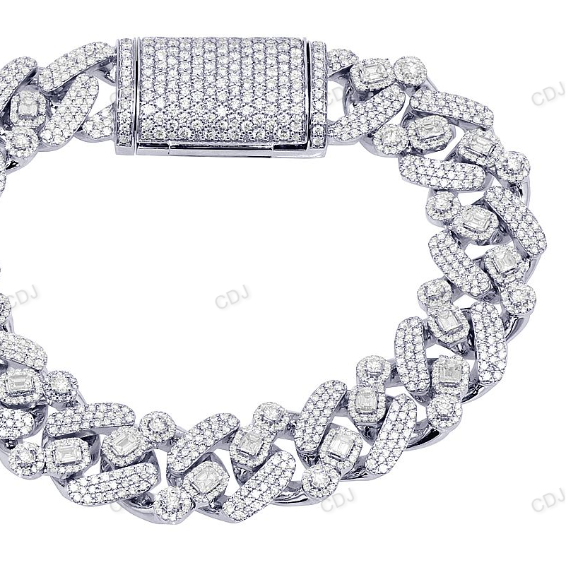 14MM Silver Moissanite Multi Stone Cuban Bracelet hip hop jewelry customdiamjewel