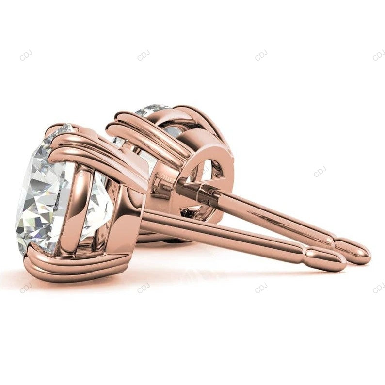 Double Prong Yellow Gold Lab Grown Diamond Earrings