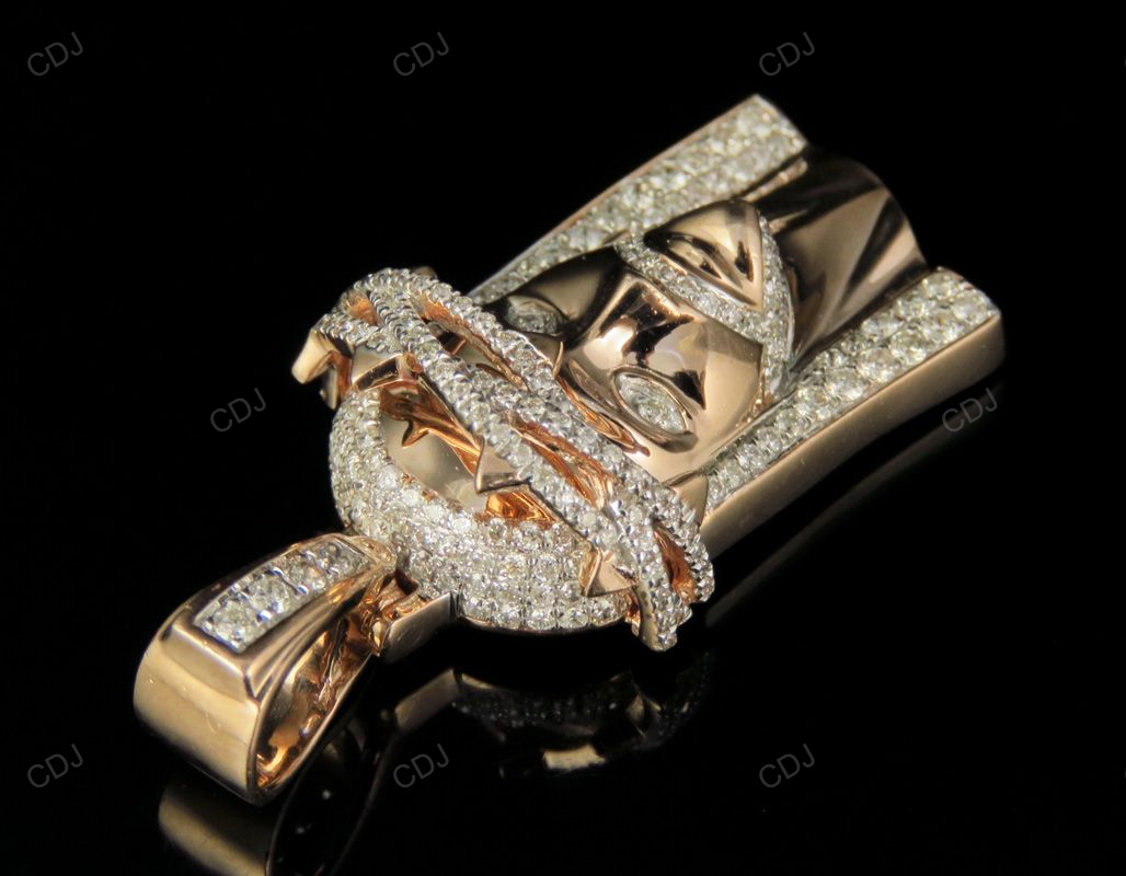 Rose Gold Jesus Face Lab Created Diamond Pendant hip hop jewelry CustomDiamJewel