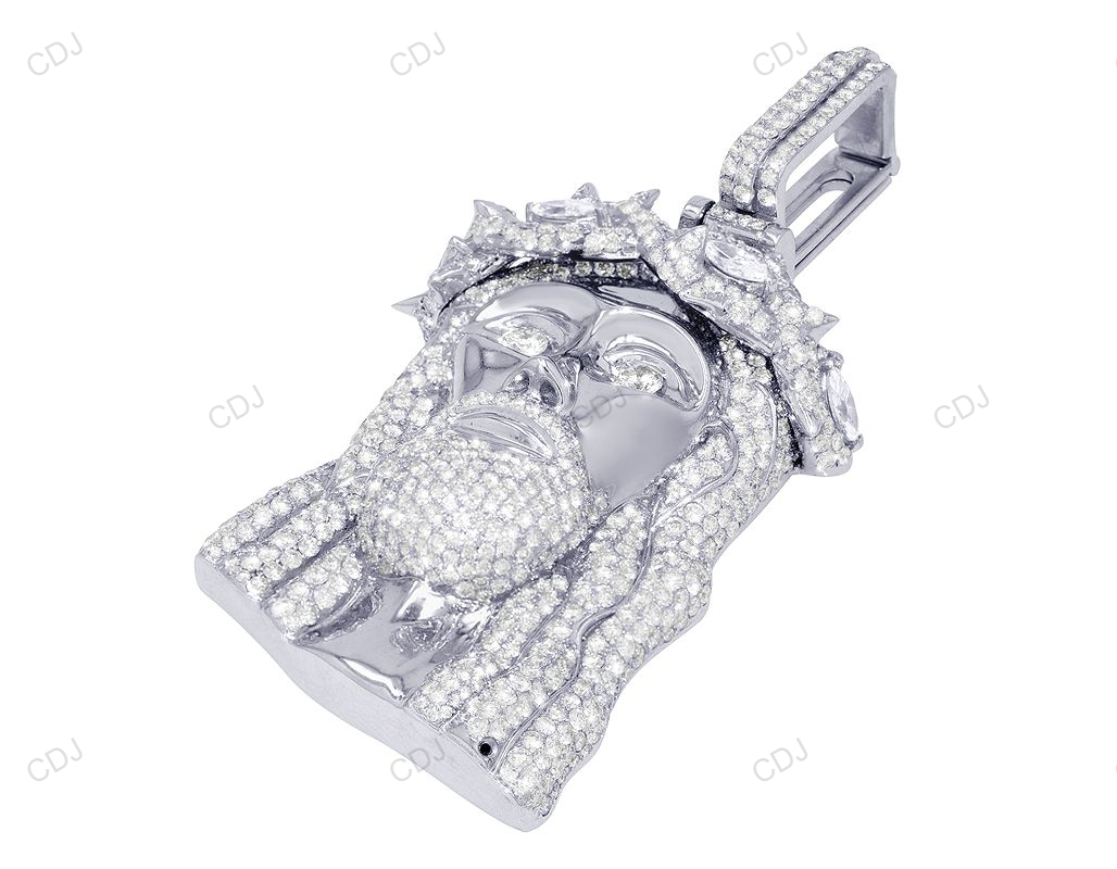 Jesus White Gold CVD Diamond Hip Hop Pendant hip hop jewelry CustomDiamJewel