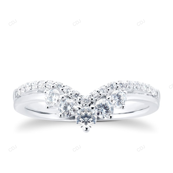 Handmade Lab Created Diamond Solid Gold Wedding Band