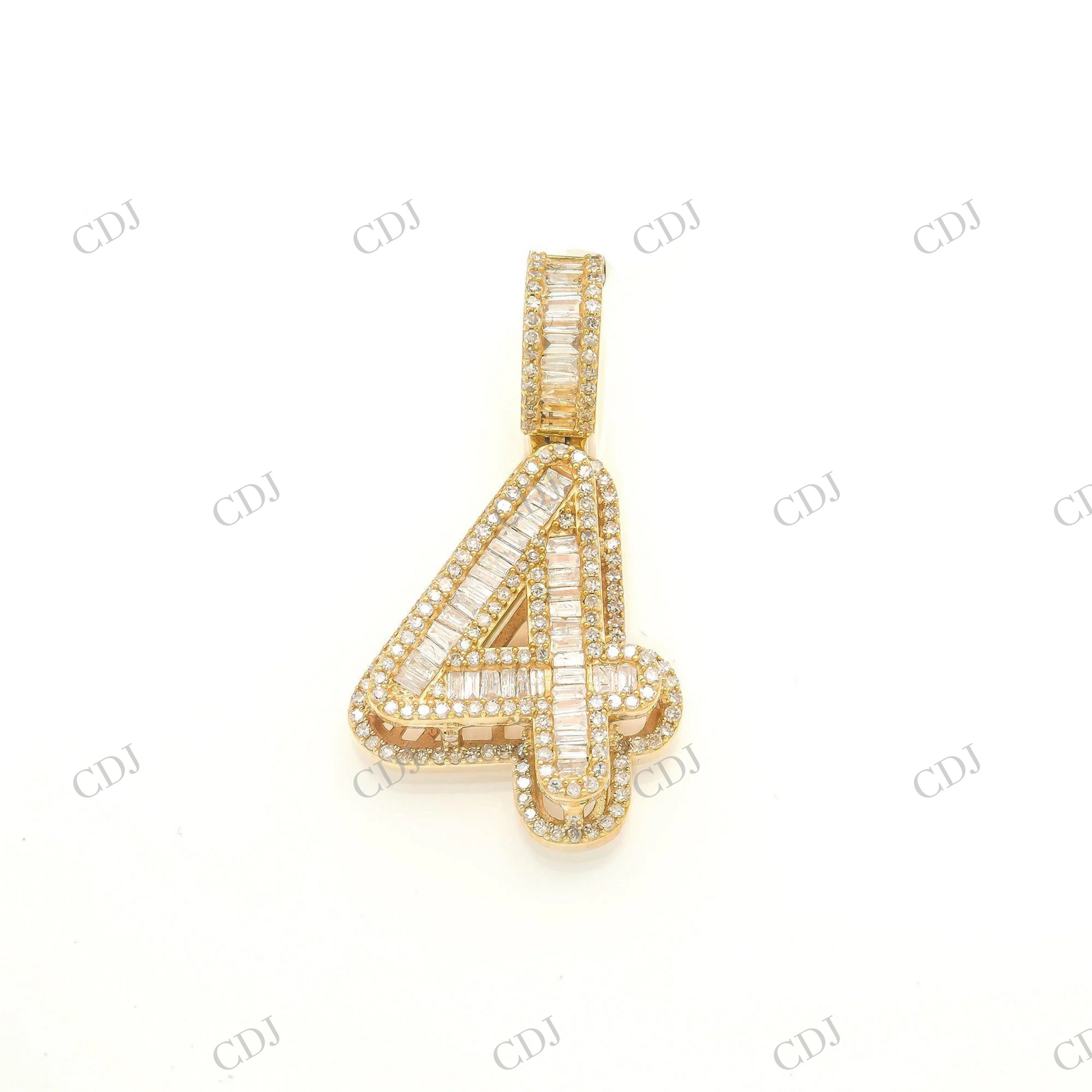 Baguette Moissanite Number 4 Pendant Hip Hop Pendent customdiamjewel