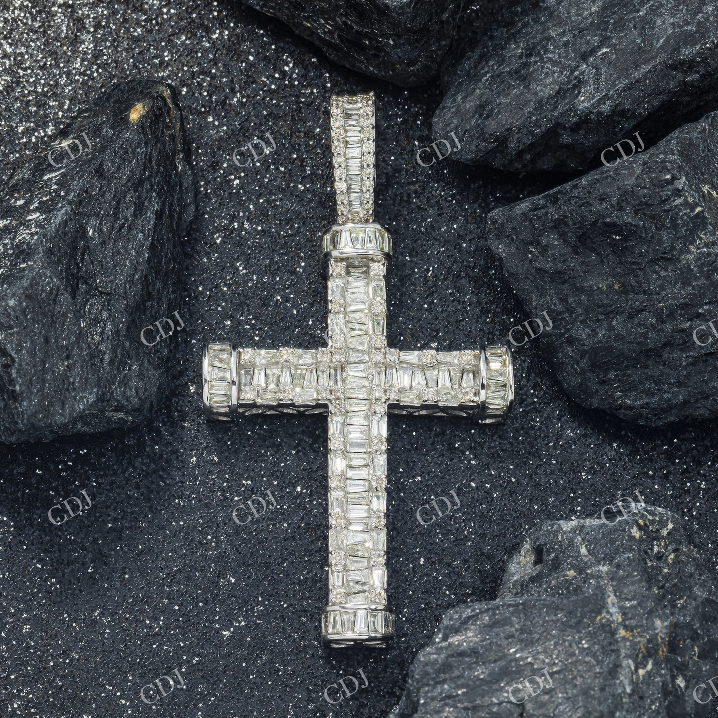 Baguette Moissanite 925 Silver Cross Pendant Hip Hop Pendent customdiamjewel