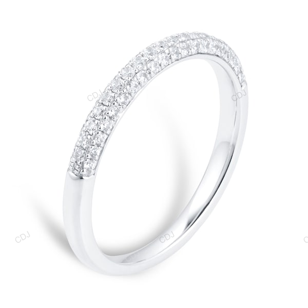Three Row CVD Diamond Wedding Band For Daily Wear