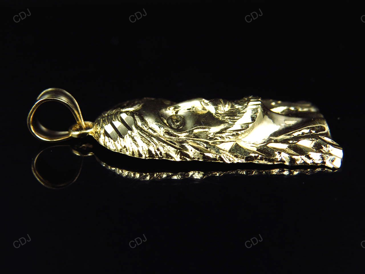 1.5 inch Yellow Gold Plain Jesus Pendant hip hop jewelry CustomDiamJewel