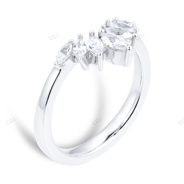 Pear Shape CVD Diamond Gold Wedding Band