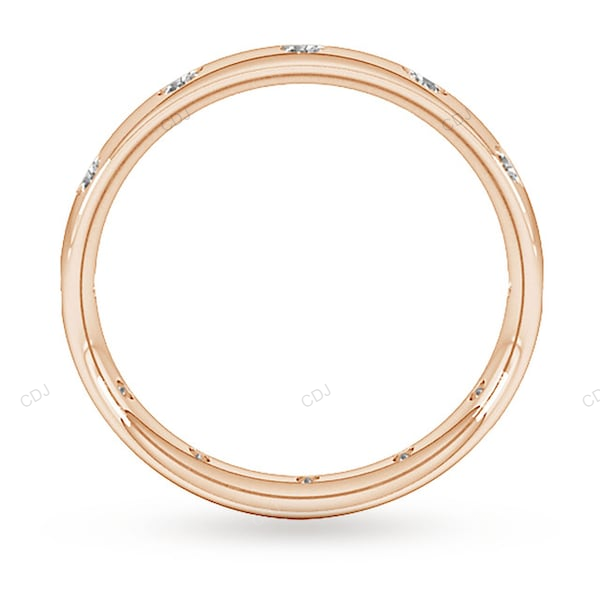 Rose Gold Flush Setting CVD Diamond Wedding Band