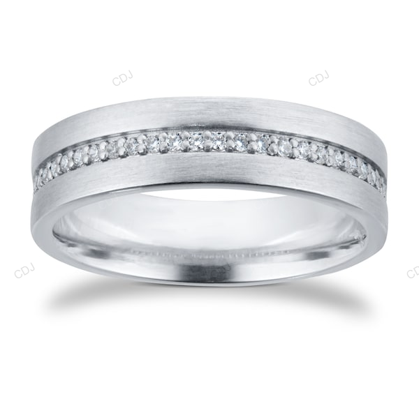 White Gold Lab Grown Diamond Wedding Band Gift For Women