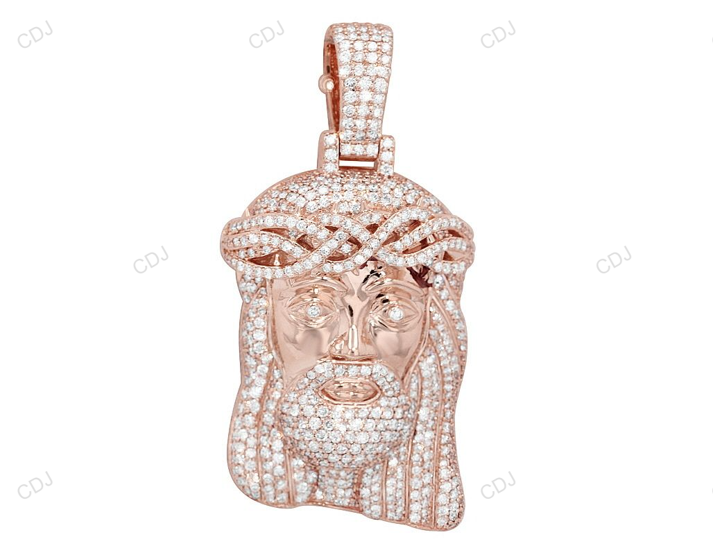 Crowned Jesus Head Lab Grown Diamond Gold Customize Pendant hip hop jewelry CustomDiamJewel