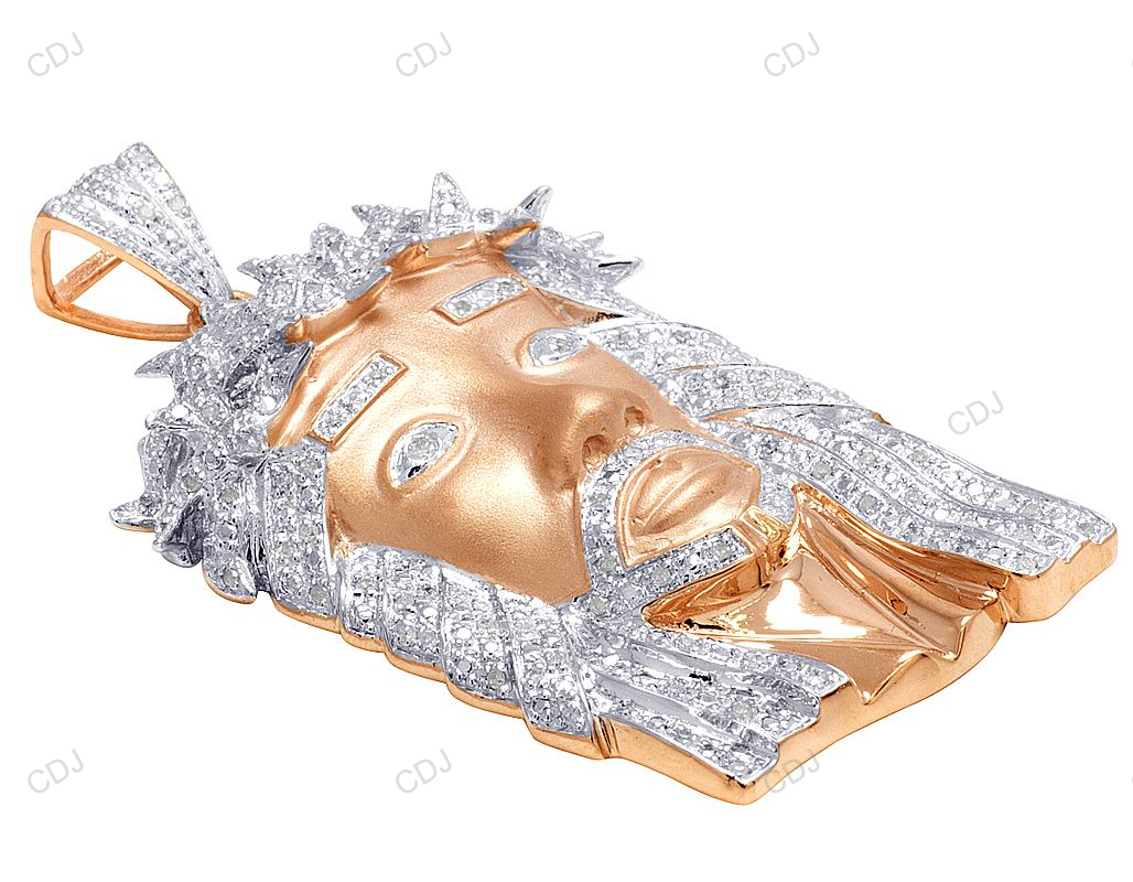 Lab Grown Diamond Jesus Face Matte Rose Gold Pendant hip hop jewelry CustomDiamJewel
