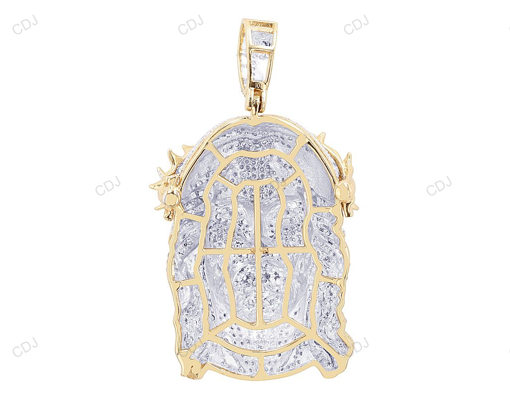 Yellow Gold Lab Created Diamond Thrown Design Jesus Pendant hip hop jewelry CustomDiamJewel