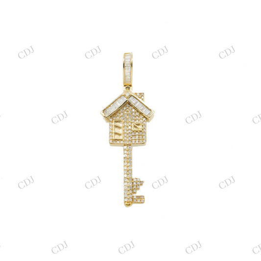 925 Silver Moissanite Baguette Round Diamond Hip Hop House Key Pendant Hip Hop Pendent customdiamjewel