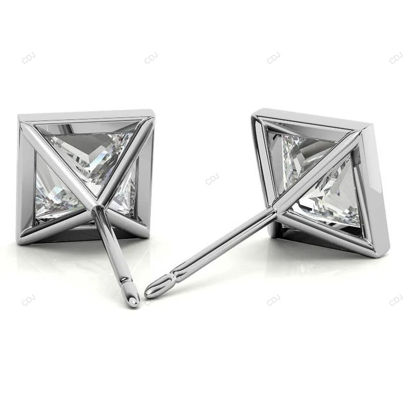 Bezel Setting Lab Grown Diamond Gold Earrings