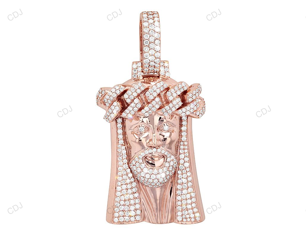 Crowned Jesus Lab Grown Diamond 10K Solid Gold Pendant hip hop jewelry CustomDiamJewel