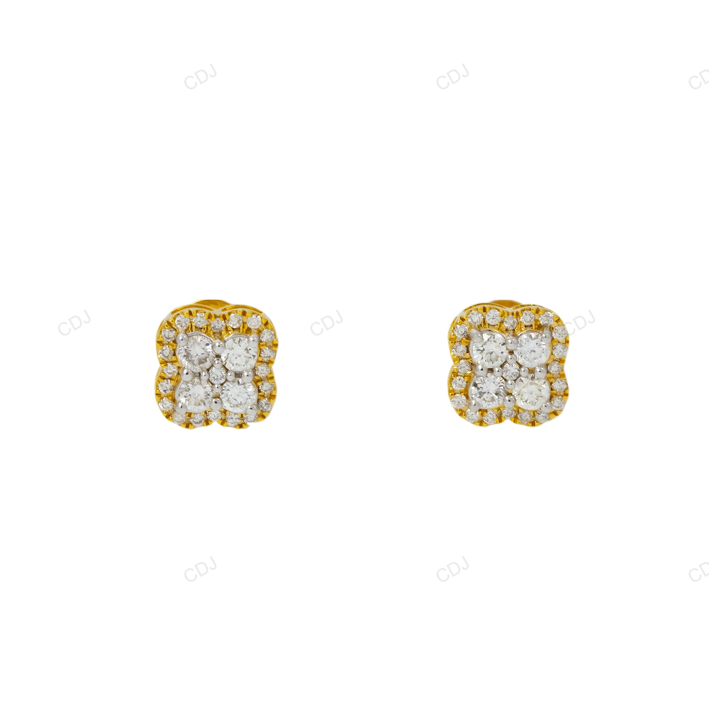 10K Gold Lab Grown Diamond Clover Earrings