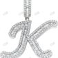 0.50 CTW Initial K Pendant Baguette Cut 925 Sterling Silver Pendant Hip Hop Pendent customdiamjewel