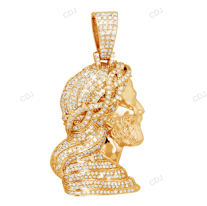 Crowned Jesus Side Lab Grown Diamond Gold Customize Pendant hip hop jewelry CustomDiamJewel