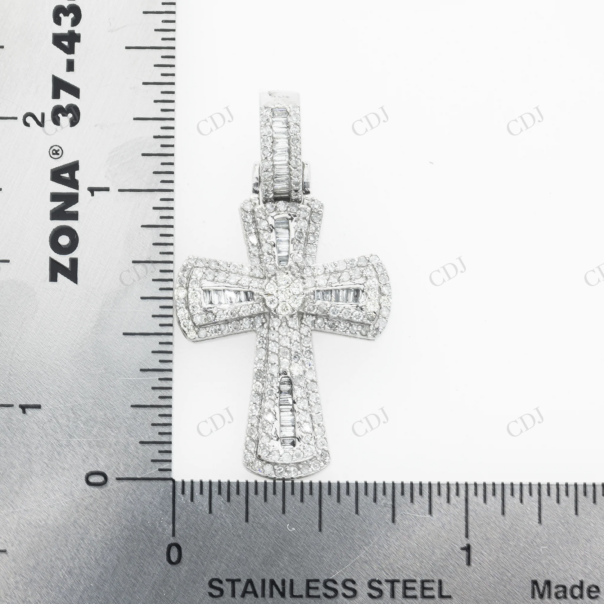 Baguette & Round 925 Silver Moissanite Cross Pendant Hip Hop Pendent customdiamjewel