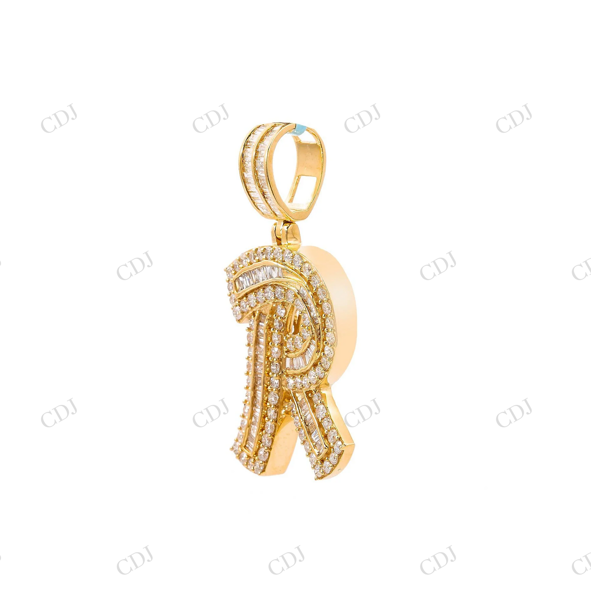 Customized R Initial Moissanite 925 Silver Pendant Hip Hop Pendent customdiamjewel
