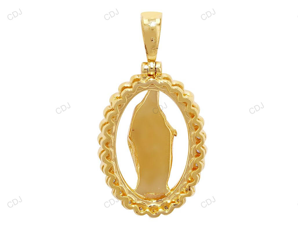 Virgin Mary Cut Out Yellow Gold CVD Diamond Pendant hip hop jewelry CustomDiamJewel