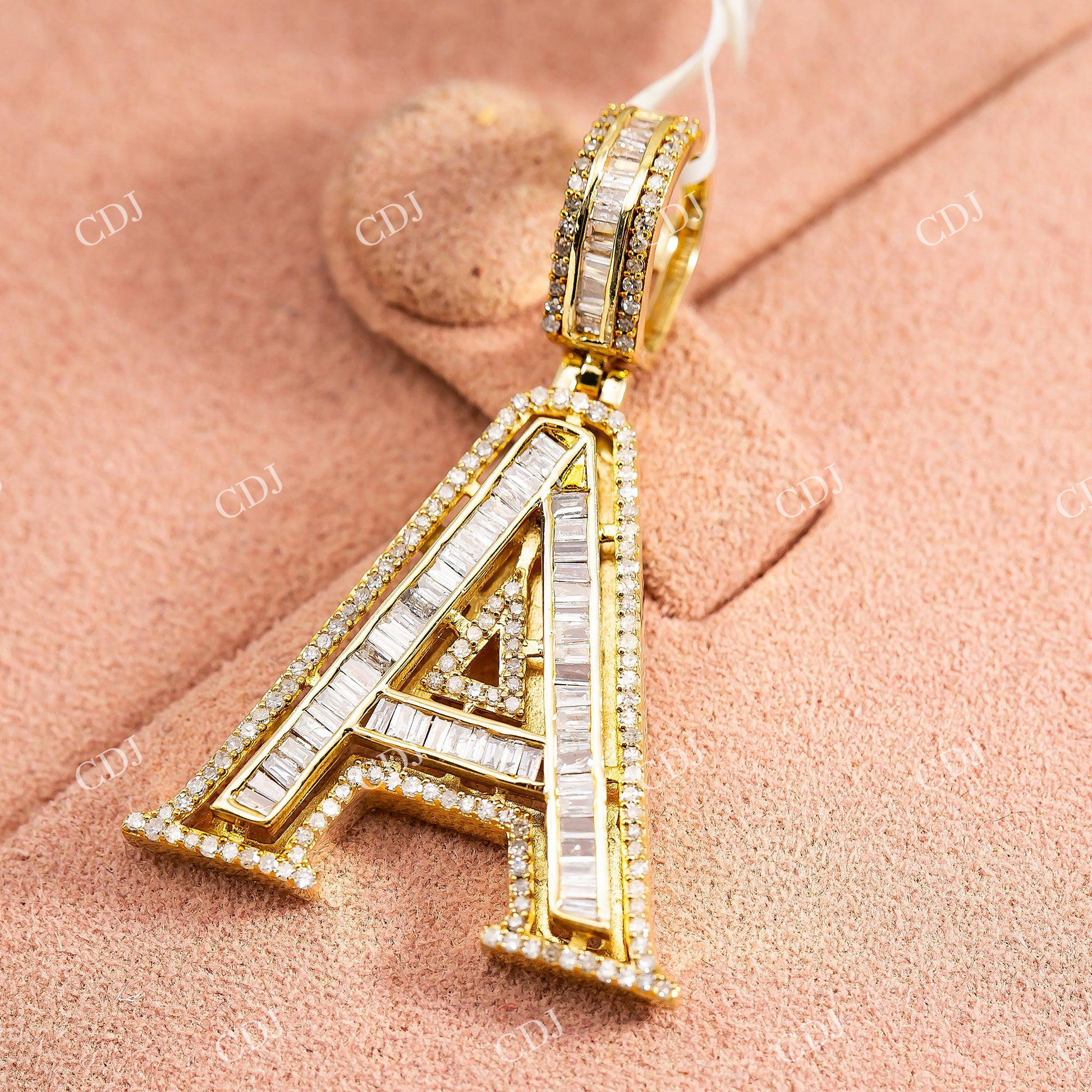 925 Silver Baguette & Round Moissanite "A" Pendant Hip Hop Pendent customdiamjewel