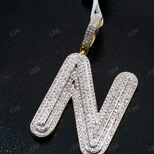 925 Silver Moissanite N Initial Pendant Hip Hop Pendent customdiamjewel