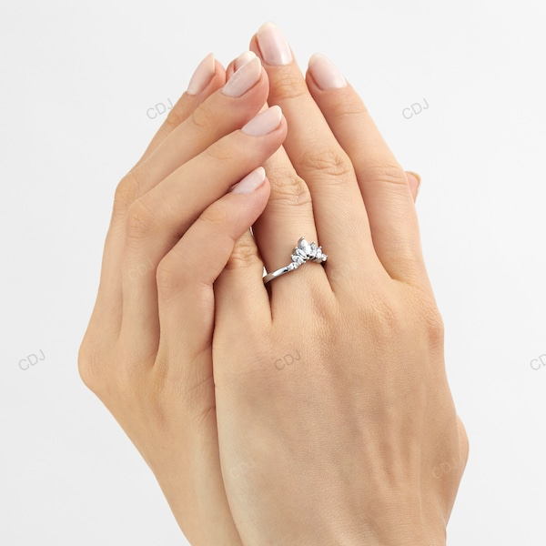 Pear Shape CVD Diamond Gold Wedding Band