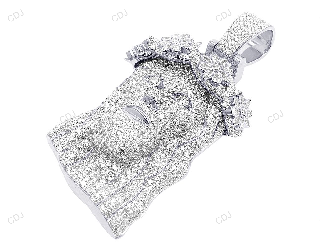 White Gold Iced Out Lab Grown Diamond Jesus Pendant hip hop jewelry CustomDiamJewel