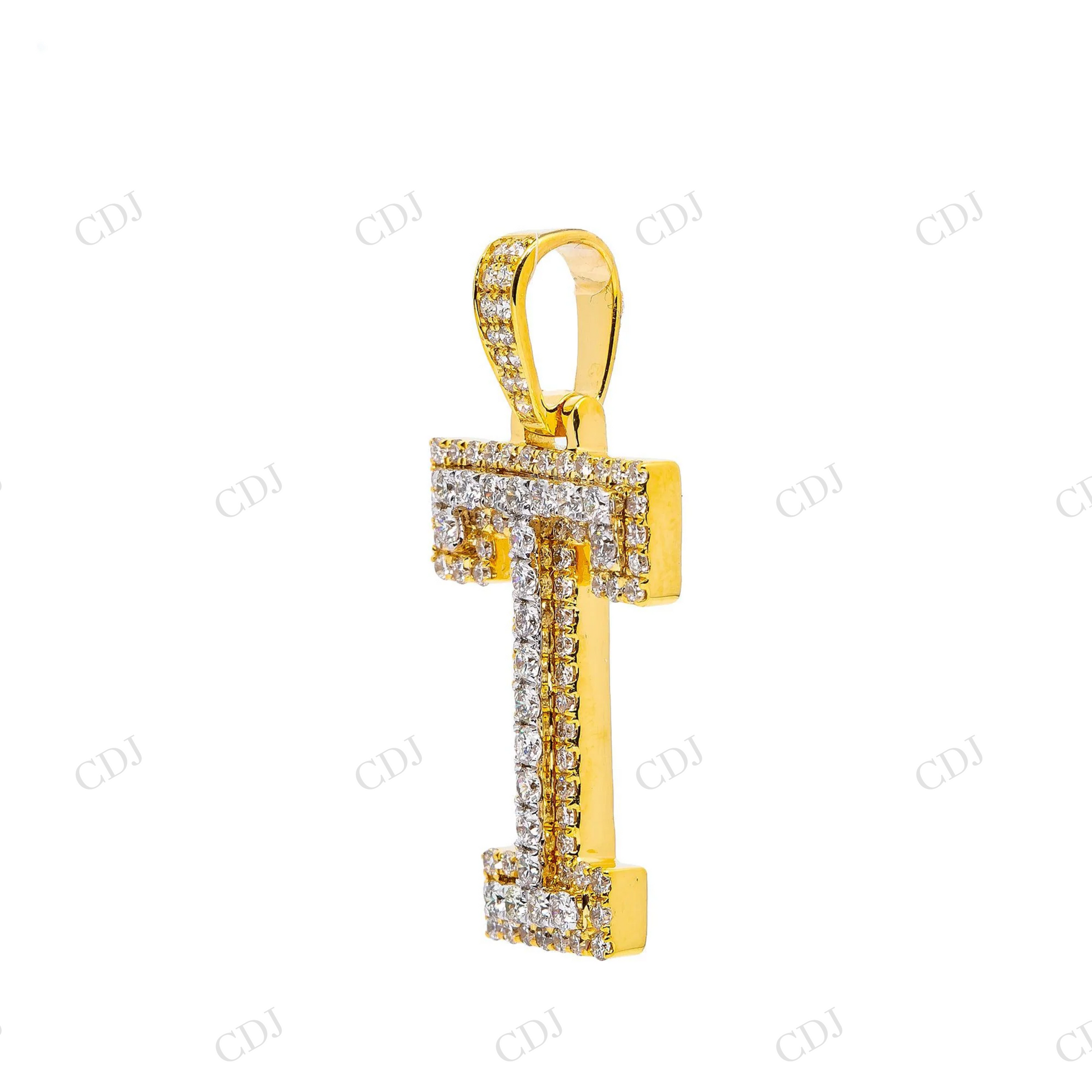 Custom Made T Initial 925 Silver Moissanite Pendant Hip Hop Pendent customdiamjewel