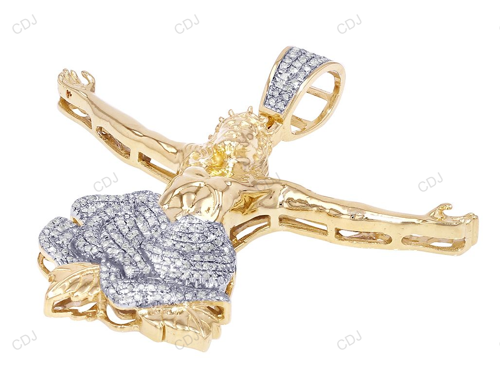 Open Arm Jesus Two-Tone Lab Created Diamond Pendant hip hop jewelry CustomDiamJewel
