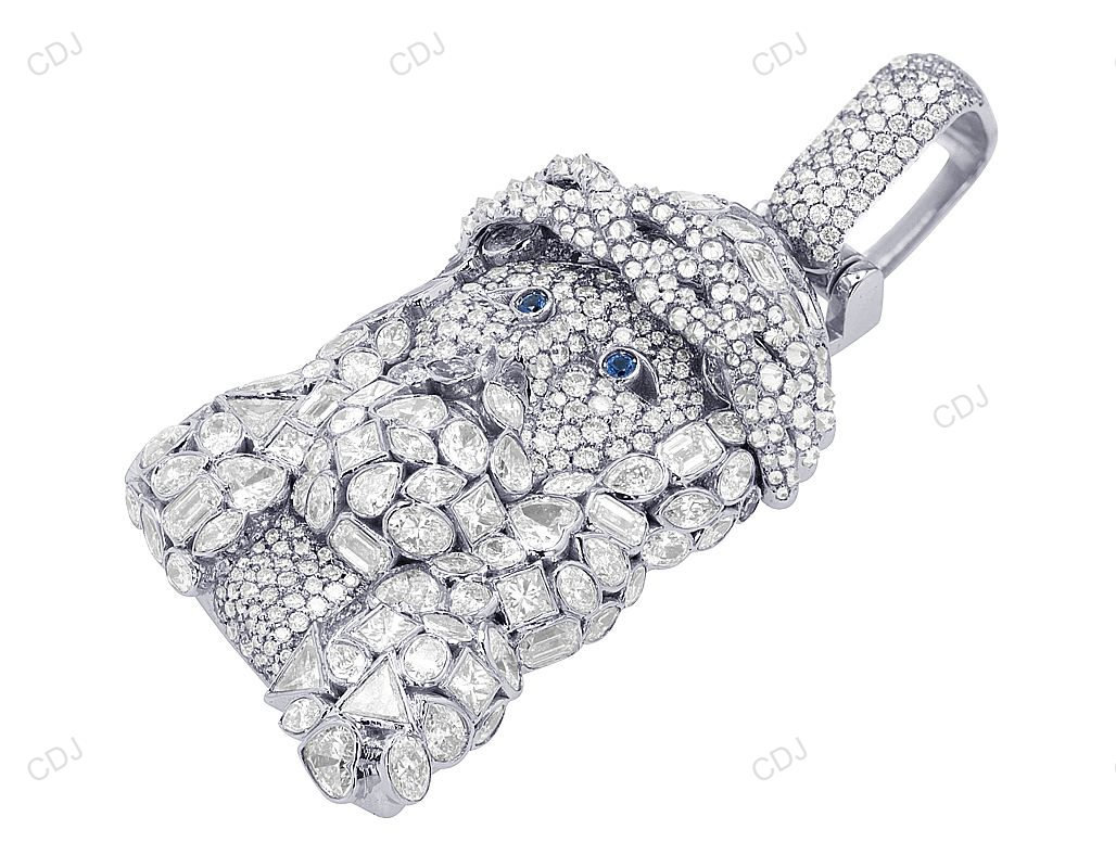 Multi-Shaped Lab Grown Diamond White Gold Custom Jesus Pendant hip hop jewelry CustomDiamJewel