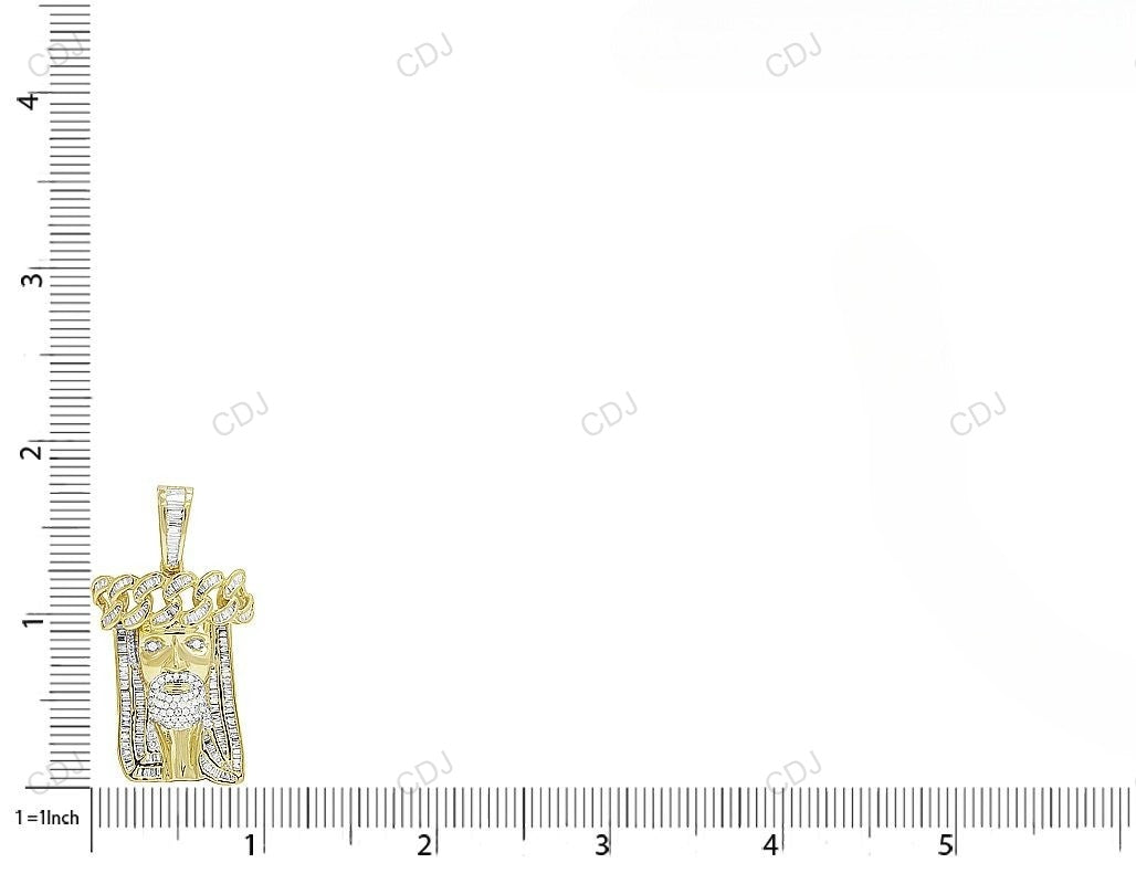 Jesus Baguette Cut Lab Grown Diamond Yellow Gold Pendant hip hop jewelry CustomDiamJewel