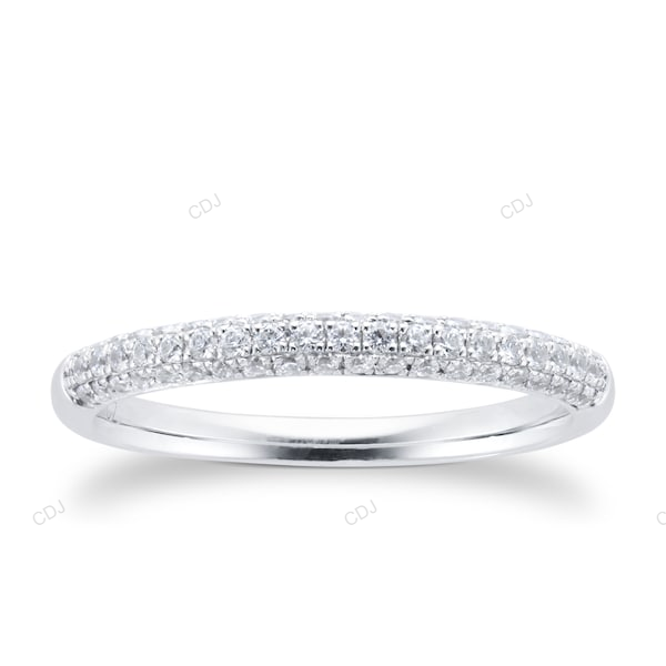 Three Row CVD Diamond Wedding Band For Daily Wear