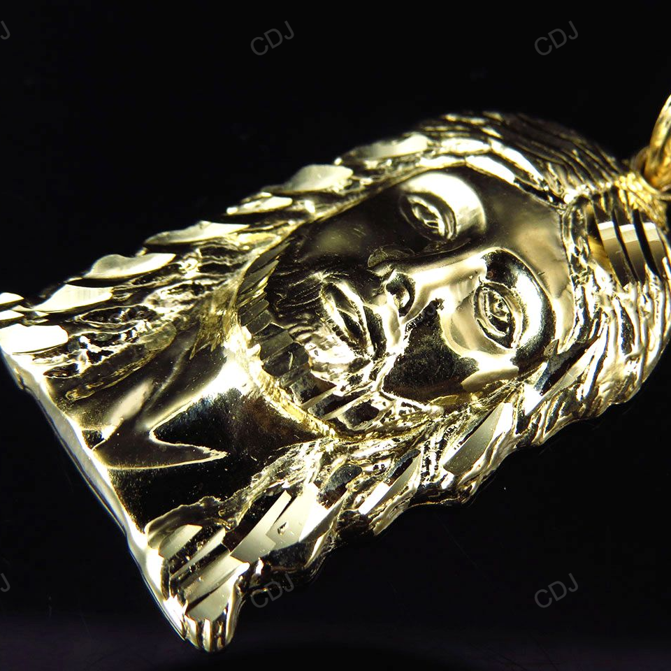1.5 inch Yellow Gold Plain Jesus Pendant hip hop jewelry CustomDiamJewel