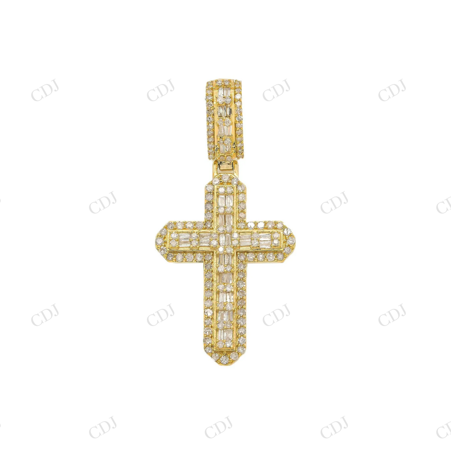 925 Sterling Silver Moissanite Baguette Iced Out Cross Pendant Hip Hop Pendent customdiamjewel