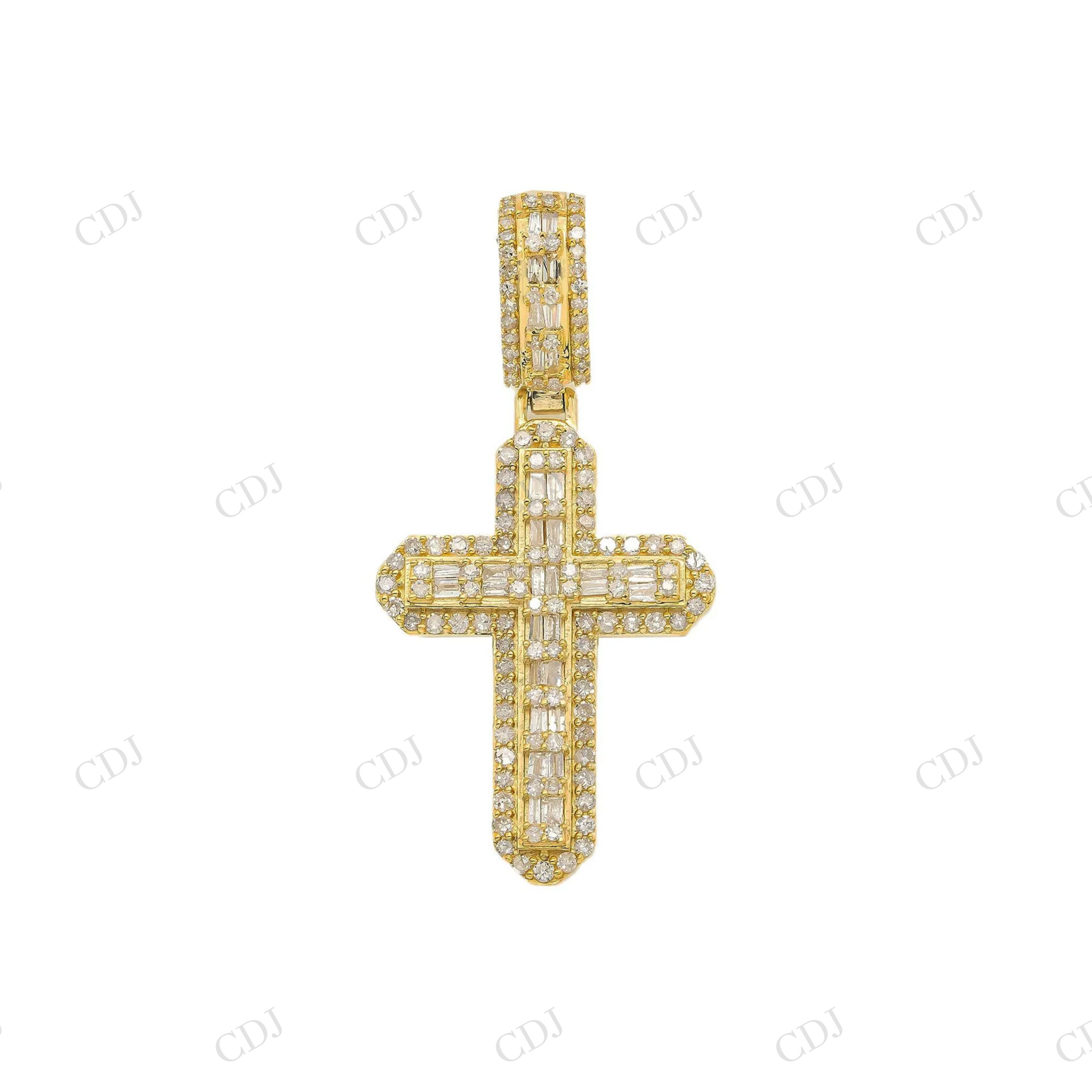 925 Sterling Silver Moissanite Baguette Iced Out Cross Pendant Hip Hop Pendent customdiamjewel