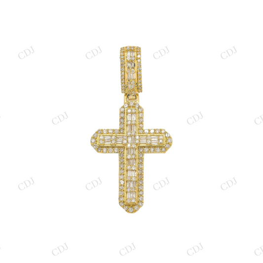 925 Sterling Silver Moissanite Baguette Iced Out Cross Pendant Hip Hop Pendent customdiamjewel