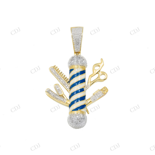 Barber Pole 925 Silver Moissanite Pendant Hip Hop Pendent customdiamjewel