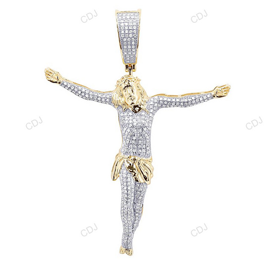0.75 CTW Crucifix CVD Diamond Gold Jesus Pendant hip hop jewelry CustomDiamJewel