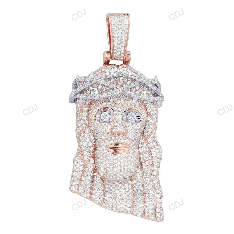 Jesus Iced Out Lab Grown Diamond Tow-Tone Solid Gold pendant hip hop jewelry customdiamjewel