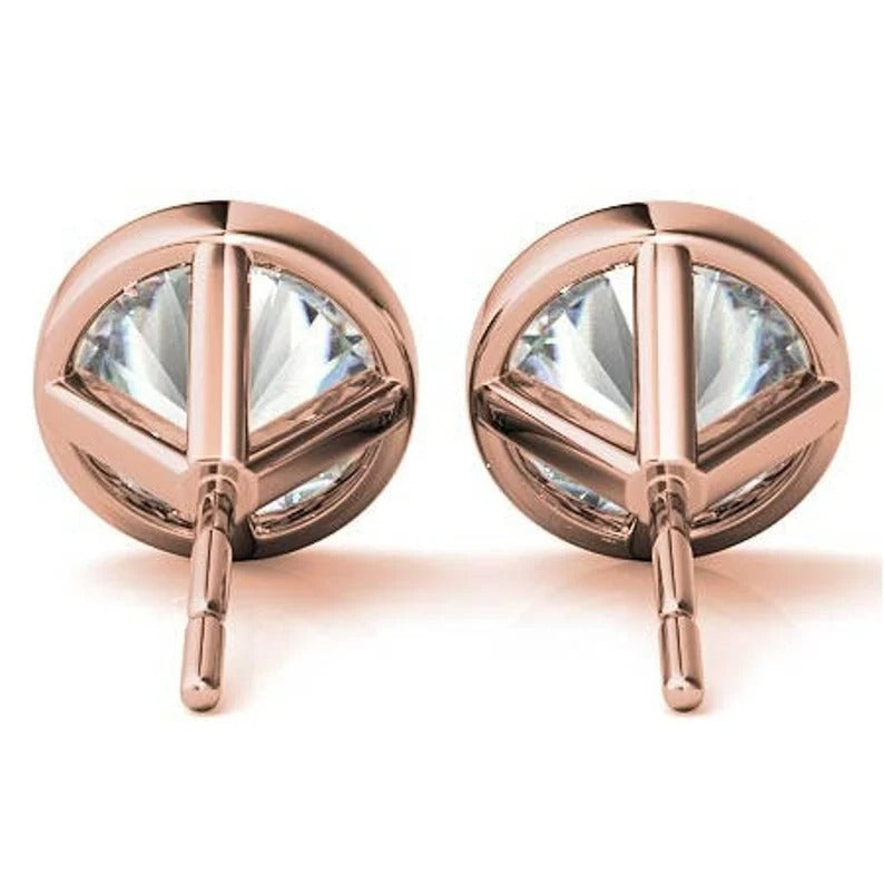 Yellow Gold Bezel Set Lab Grown Diamond Earrings