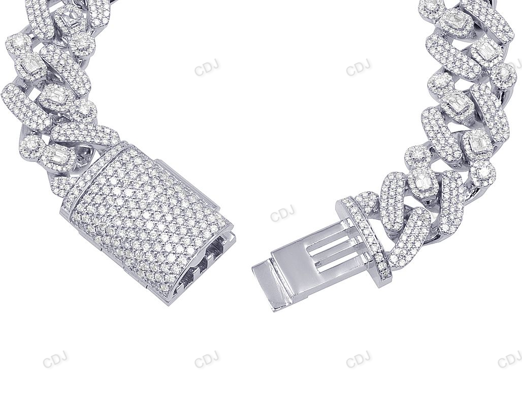 14MM Silver Moissanite Multi Stone Cuban Bracelet hip hop jewelry customdiamjewel