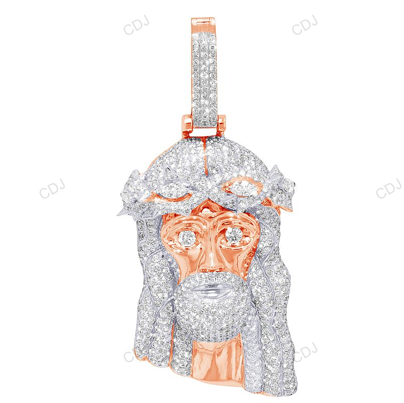 Two Tone Solid Gold CVD Diamond Jesus Pendant hip hop jewelry CustomDiamJewel