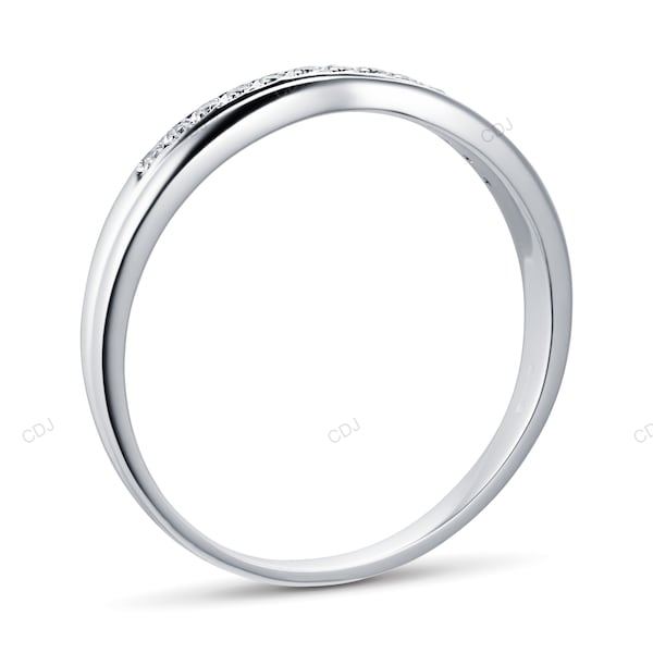 White Gold CVD Diamond Unique Design Wedding Band