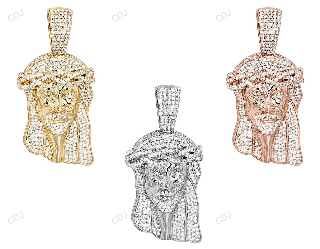 Lab Grown Diamond Gold Jesus Iced Out Handmade Pendant hip hop jewelry CustomDiamJewel