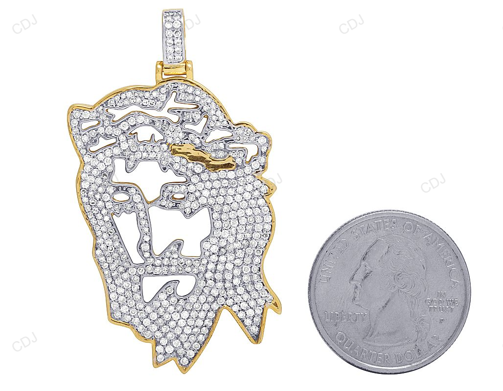 Yellow Gold Cut Out Digital Christ Jesus CVD Diamond Pendant hip hop jewelry CustomDiamJewel