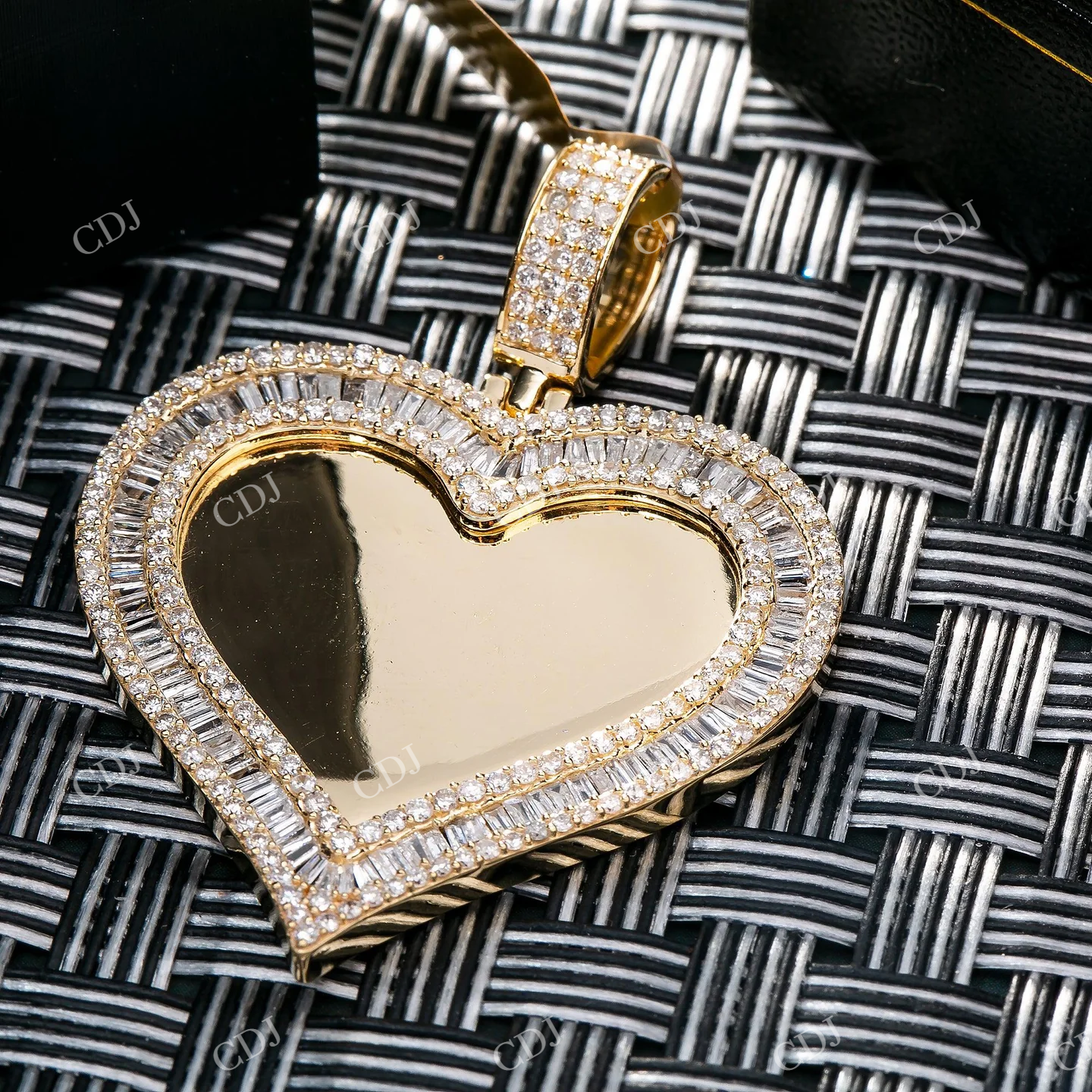 925 Silver Moissanite Baguette Heart Pendant Hip Hop Pendent customdiamjewel