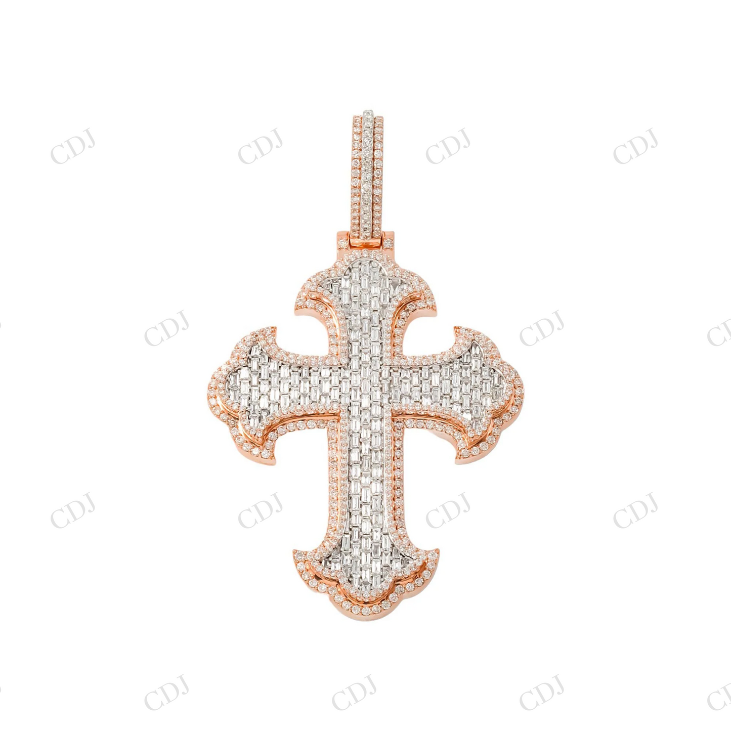 925 Silver Moissanite Baguette Cross Pendant Hip Hop Pendent customdiamjewel